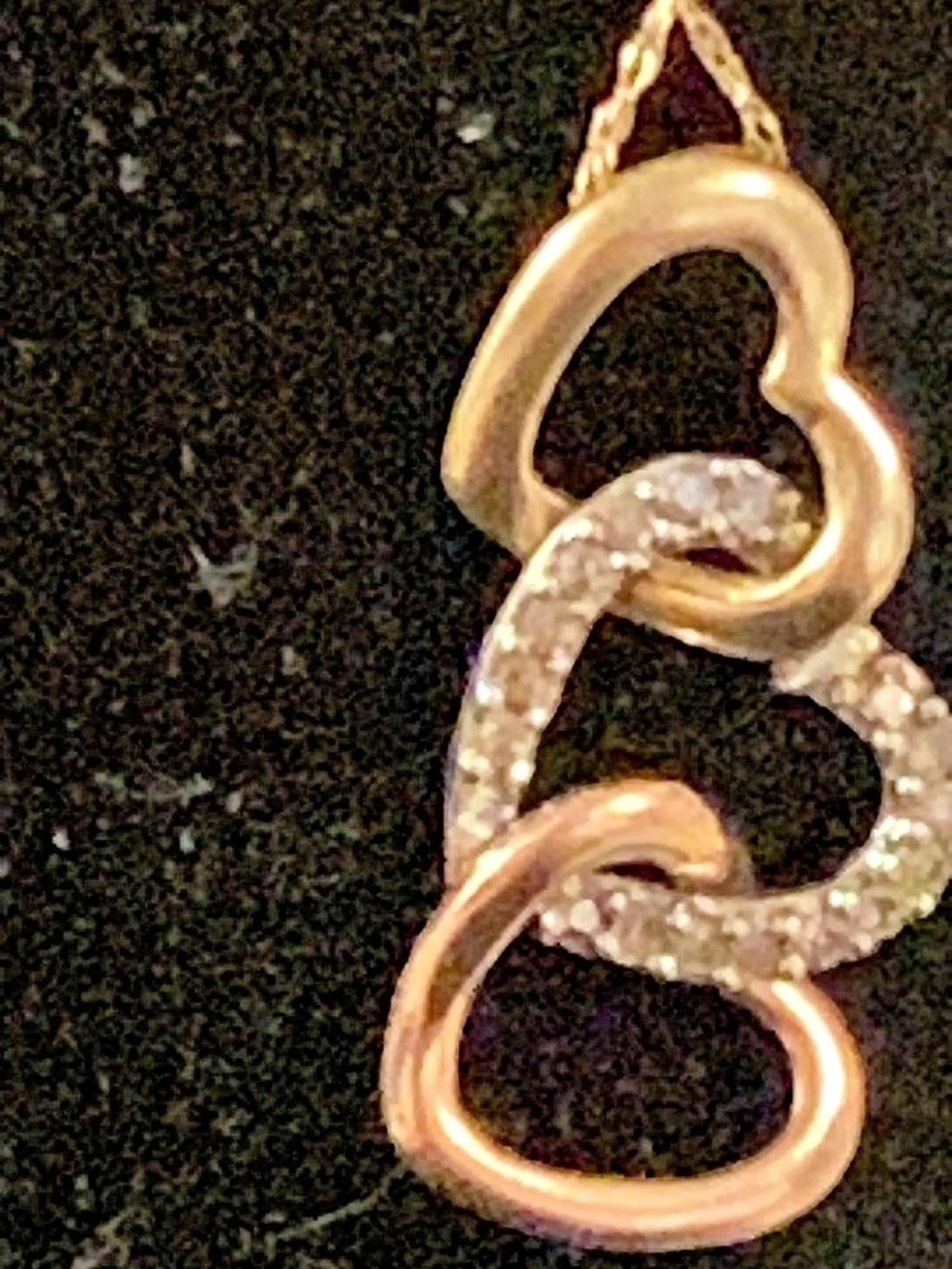 Antique 10k Interlocking Heart Pendant Necklace in Gold & rose gold and white go